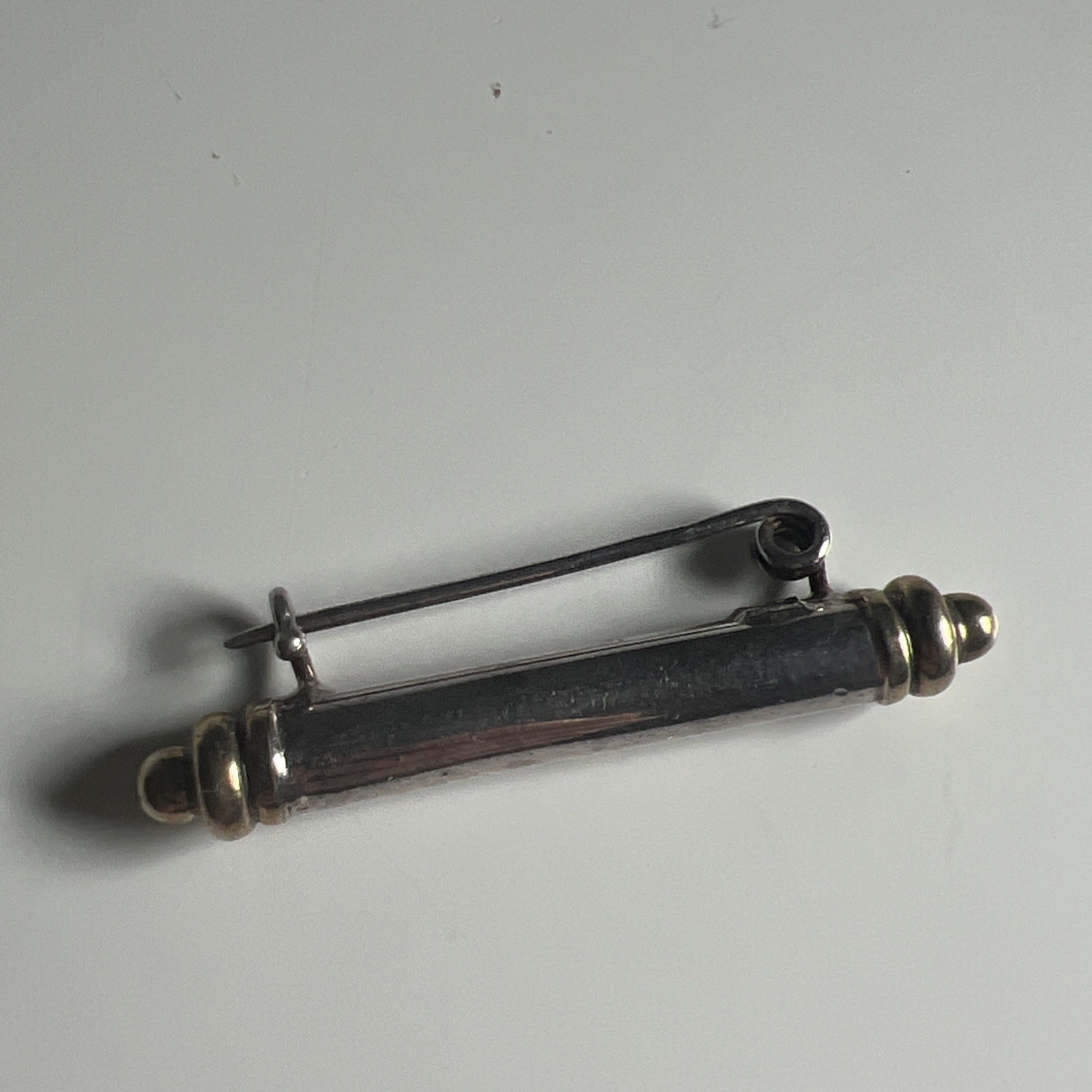 Vintage Sterling Silver Bar Brooch Pin Gold Tone Mixed Metal Italy 2″ Scroll 925