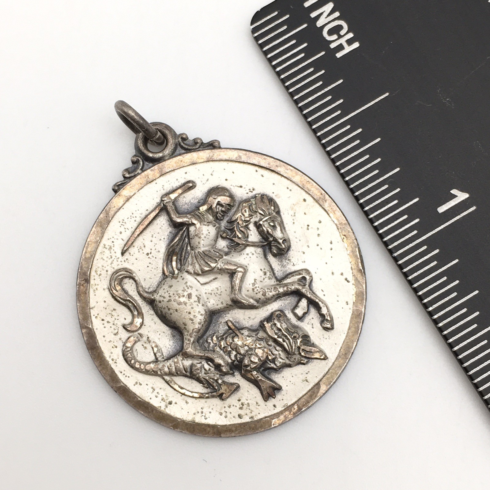 Vintage CREED Sterling Silver Saint George Pendant Marked Sterling 7.9g #52