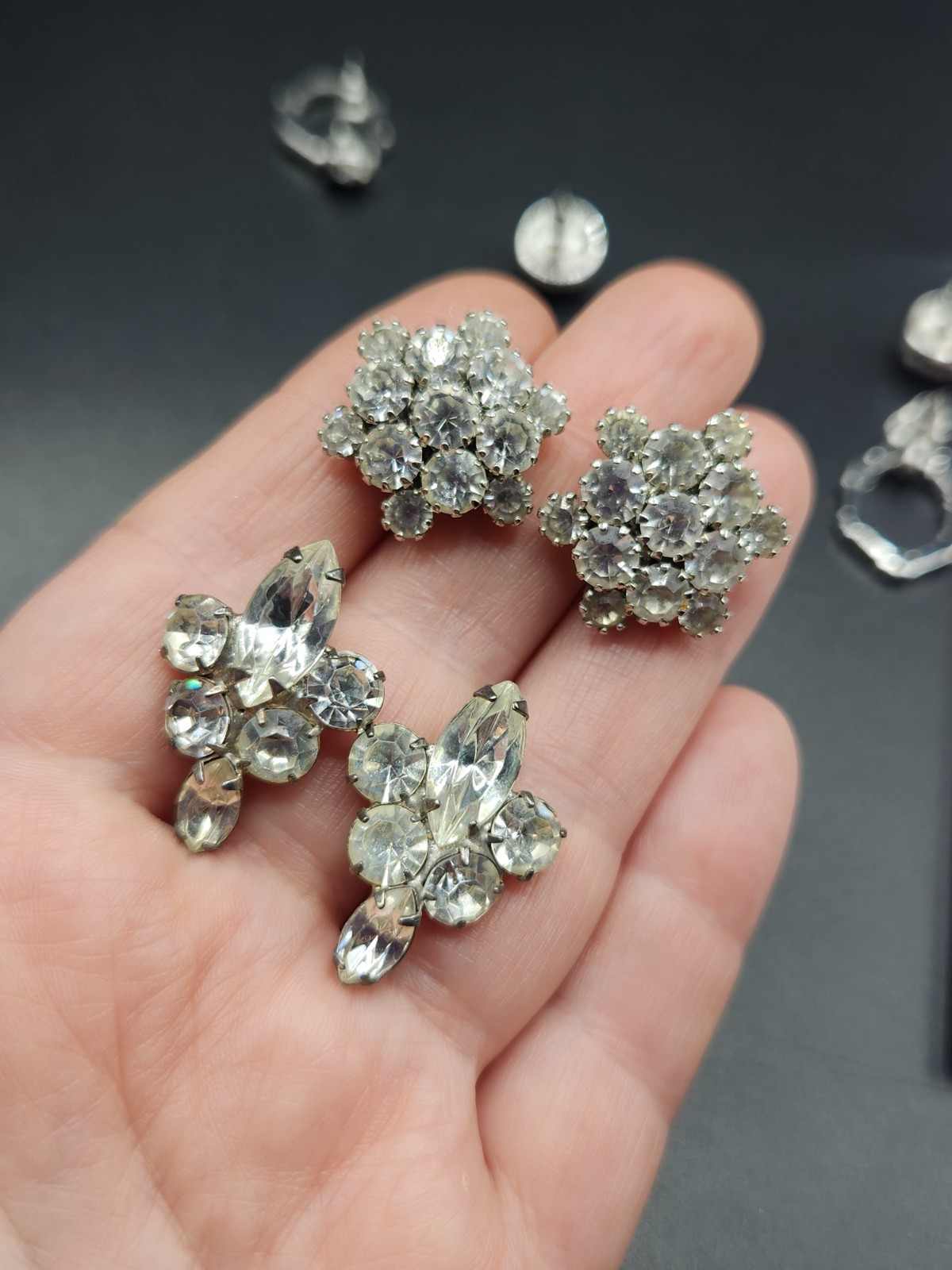 Vintage Rhinestone Earrings and Brooch