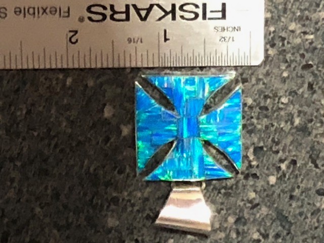 ViNtAgE Bad A$$ Biker Cross Opal Pendant Opal Maltese Sterling Reynesta Leland
