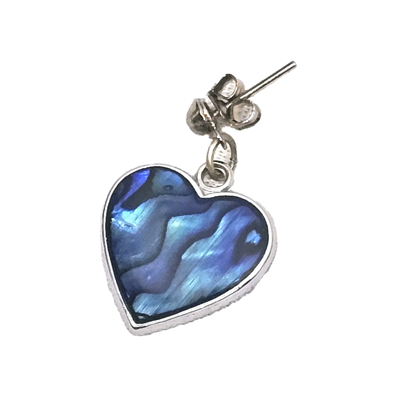 Vintage Paua Shell Heart Shaped Dangle Drop Earrings For Pierced Ears | 5/8″