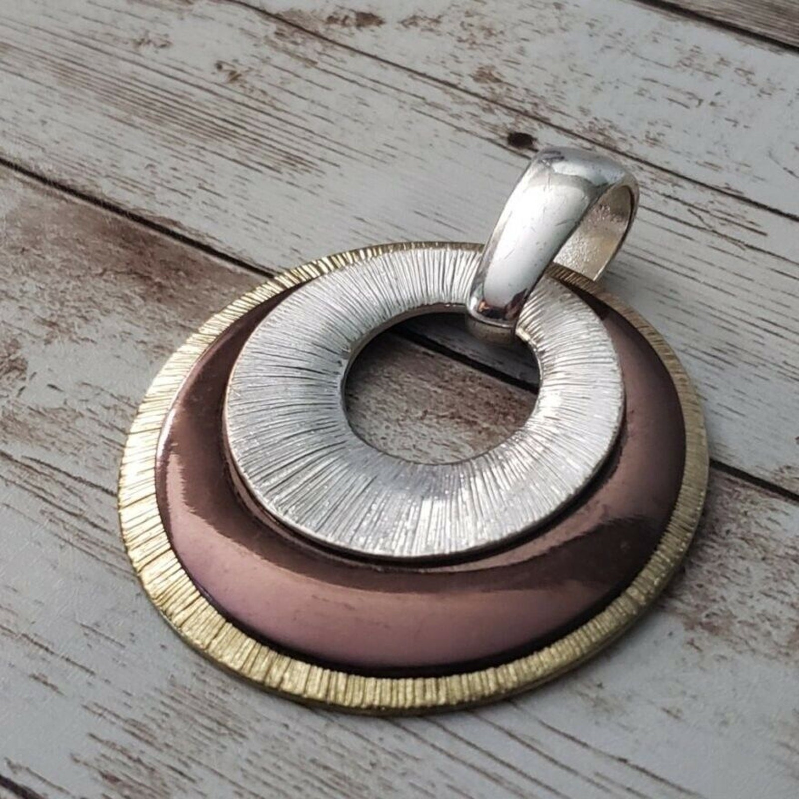 Vintage Pendant Large Tri Color Circles – No Chain Included