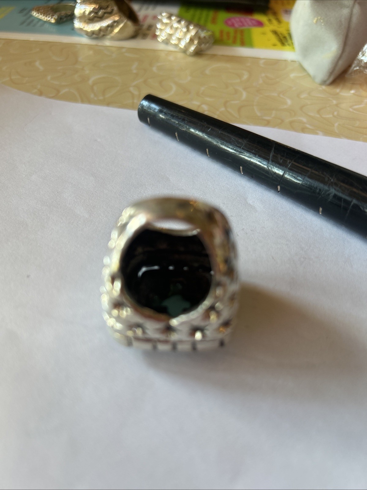 UNUSUAL DIAN MALOUF STERLING TURQUOISE Cross RING SZ 7.5