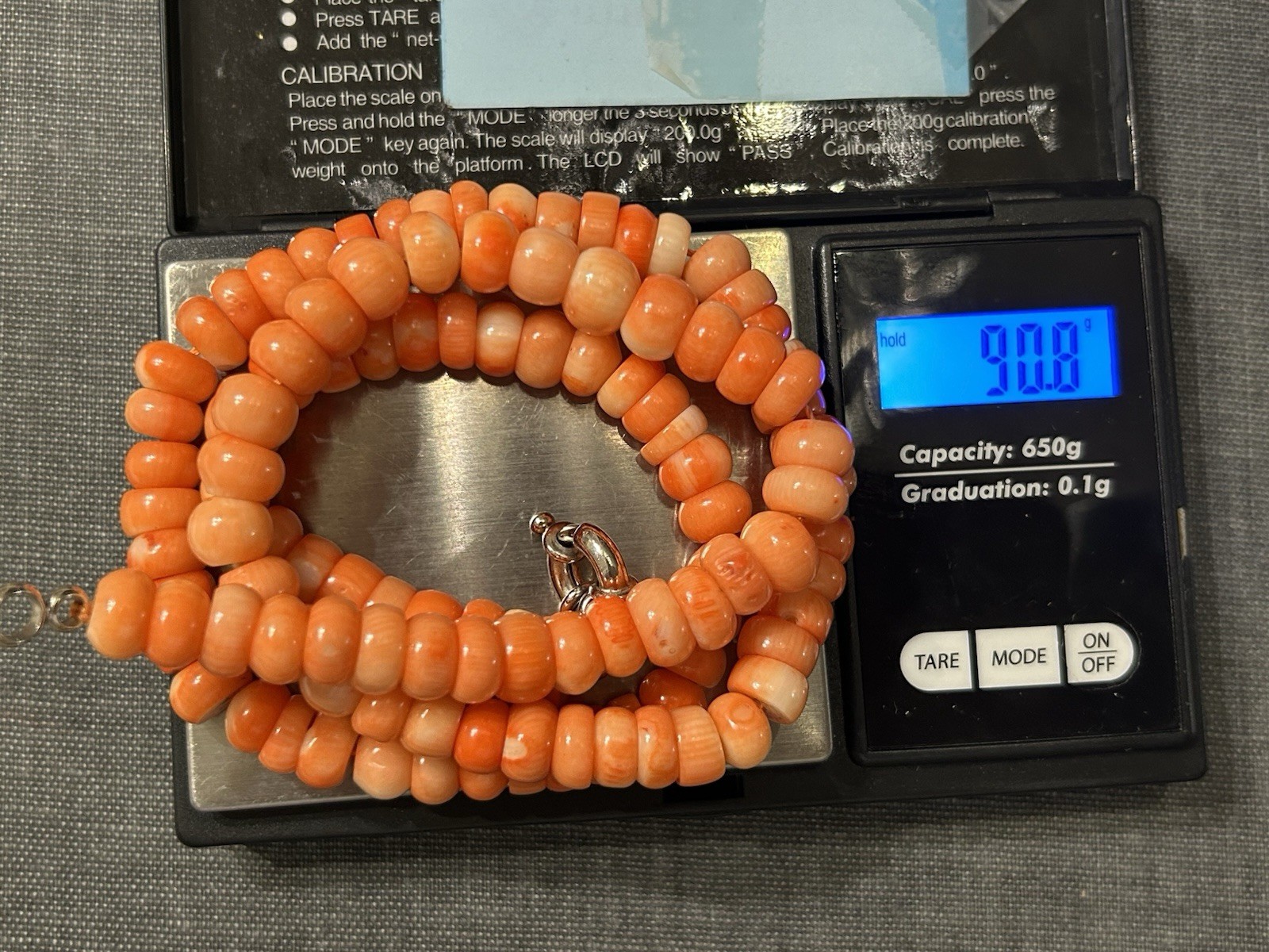 Vintage Natural Mediterranean Coral Necklace 113 Rondelle Beads 9-10mm 25”