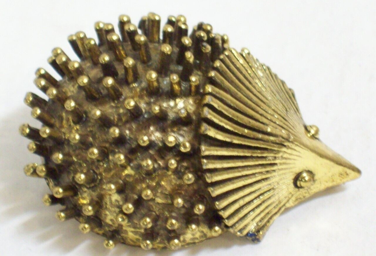 Hedgehog Zentall Pin Brutalist Brooch Retro Porcupine Modernist Abstract Vtg