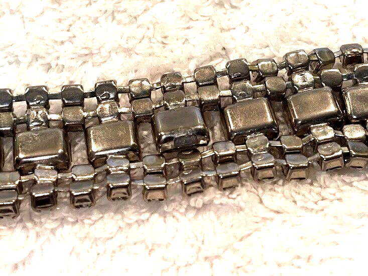Vintage Emerald Cut and Round Rhinestone Bracelet, Five Row, Unsigned