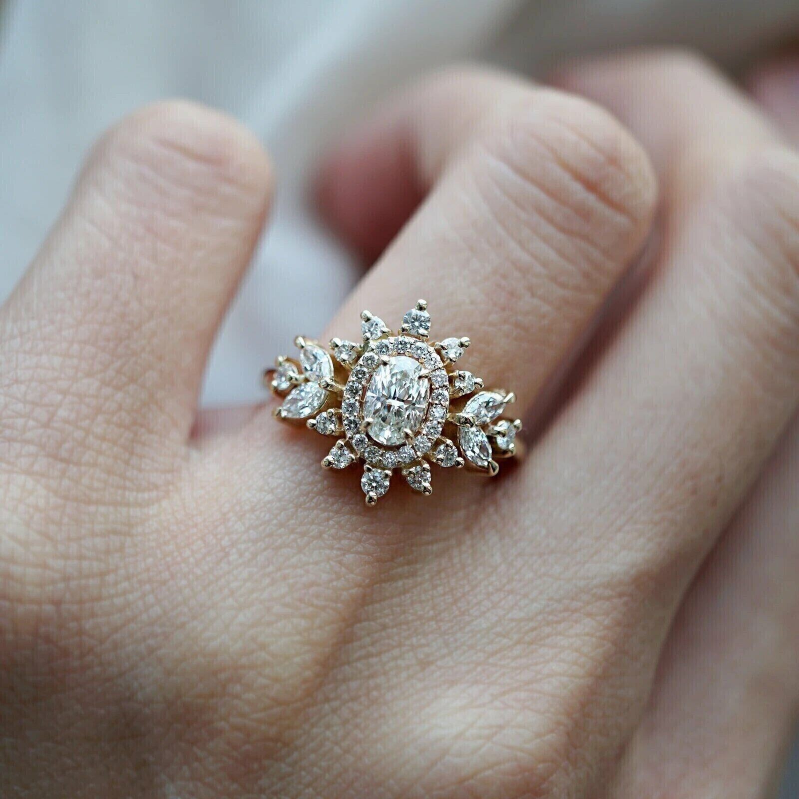 3CT Oval Cut Lab Created Diamond Women’s Engagement 14K Rose Gold Finish Ring