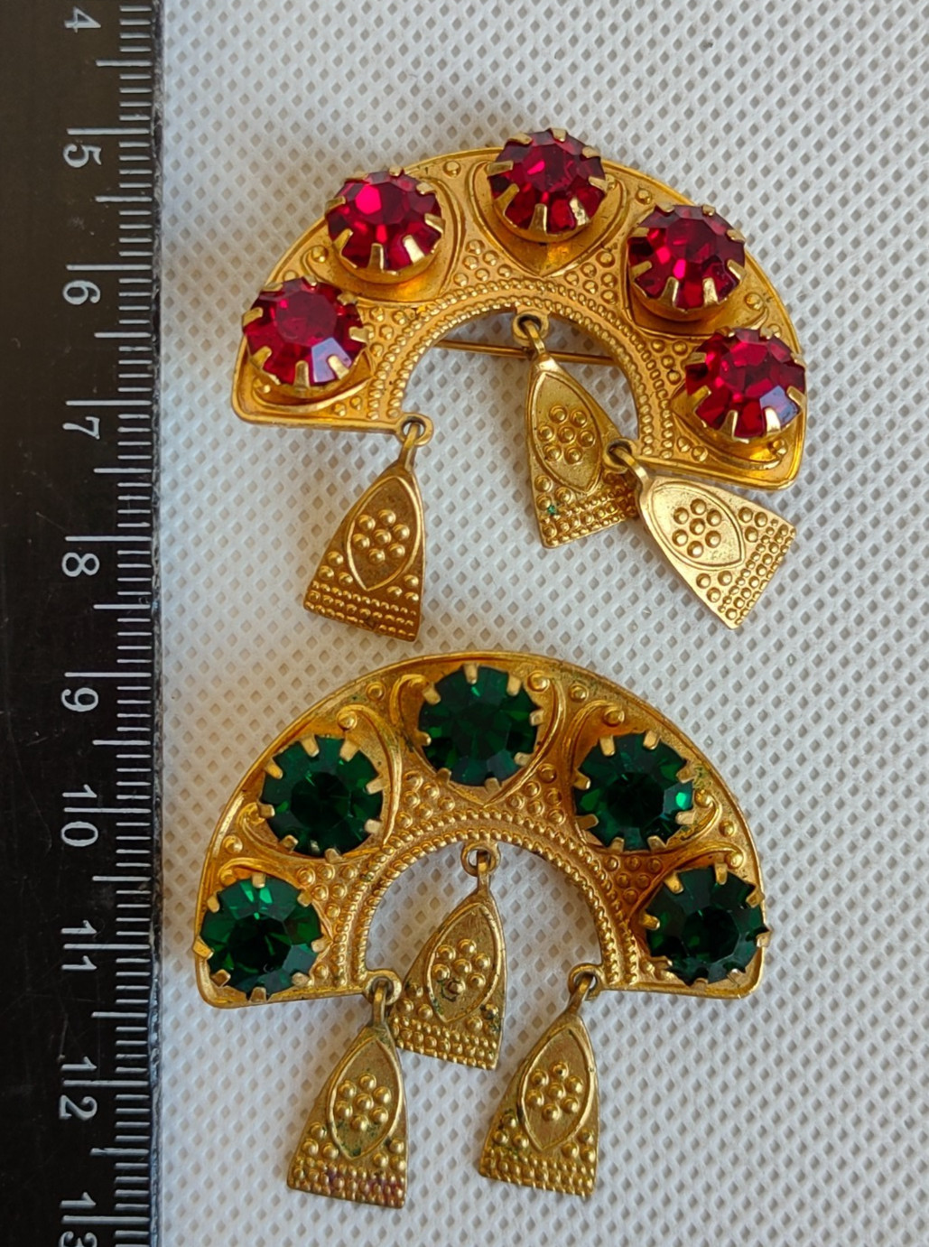 Vintage set of Soviet Czechoslovakian brooches with stones, 2 pcs. USSR.