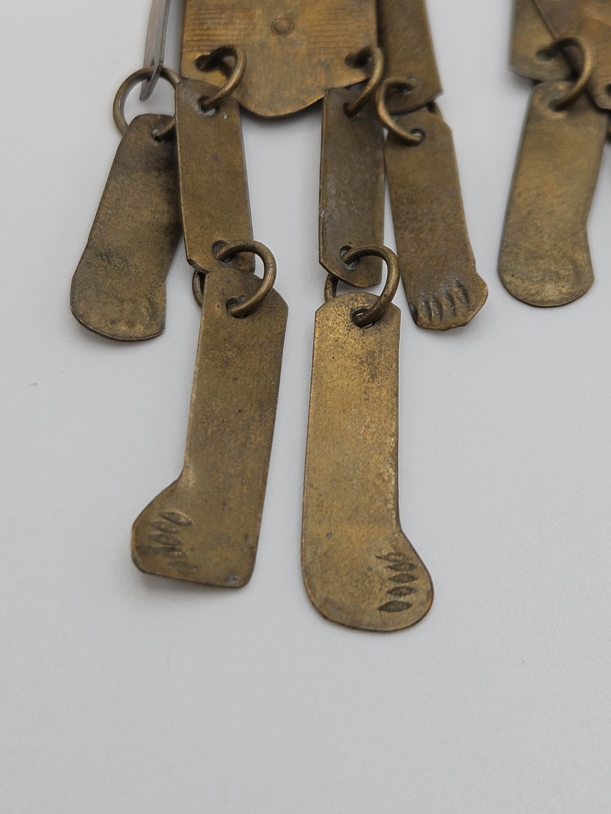 Vintage Brass Tone Articulated Man Person Dangle Earrings