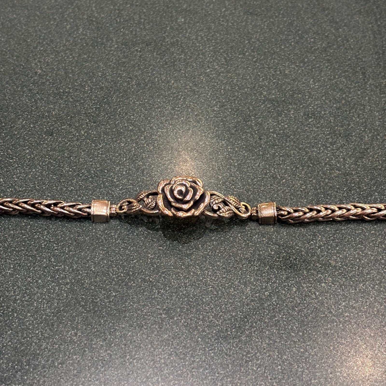 Or Paz Israel Sterling Silver Rose Flower Spiga Wheat Chain Bracelet