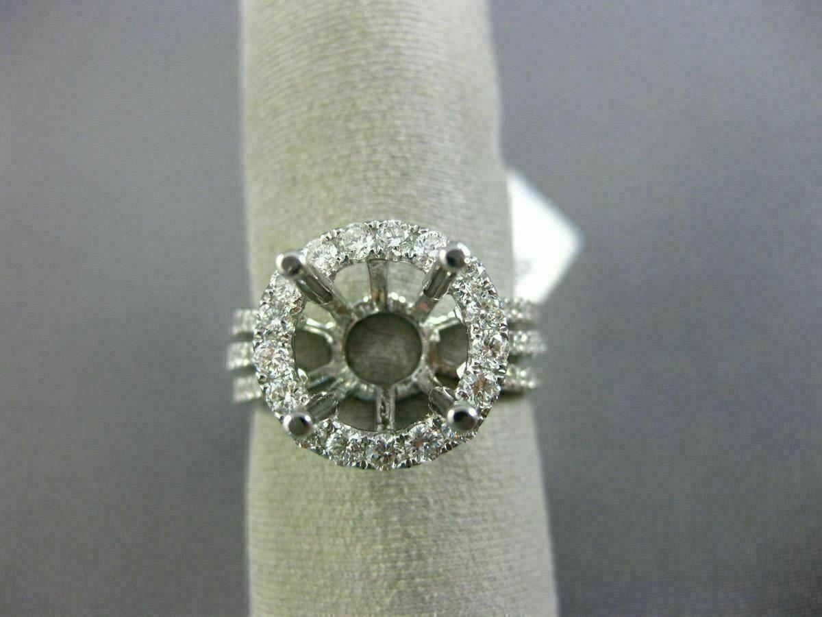 ESTATE LARGE 1.52CT DIAMOND 14KT WHITE GOLD 3D HALO SEMI MOUNT ENGAGEMENT RING