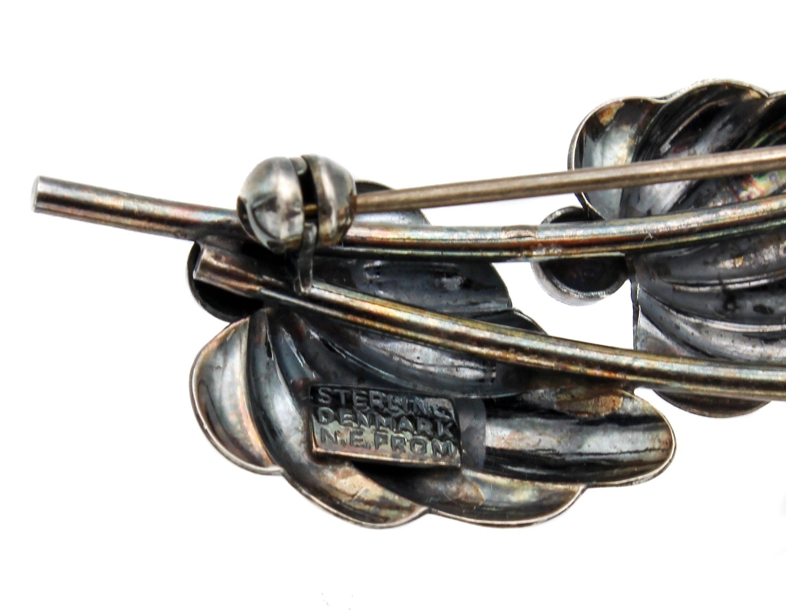 Vintage N E From Sterling Silver 925 Floral Brooch Modernist Denmark Niels Erik