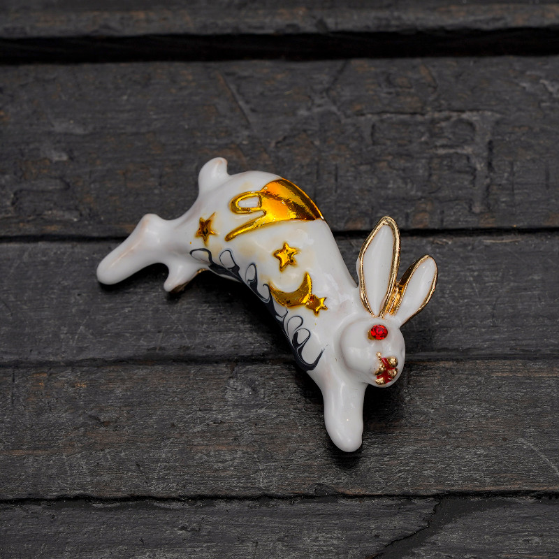 Vintage Rabbit Pearl Enamel Brooch Retro Animal Series Badges Lady Elegant Party
