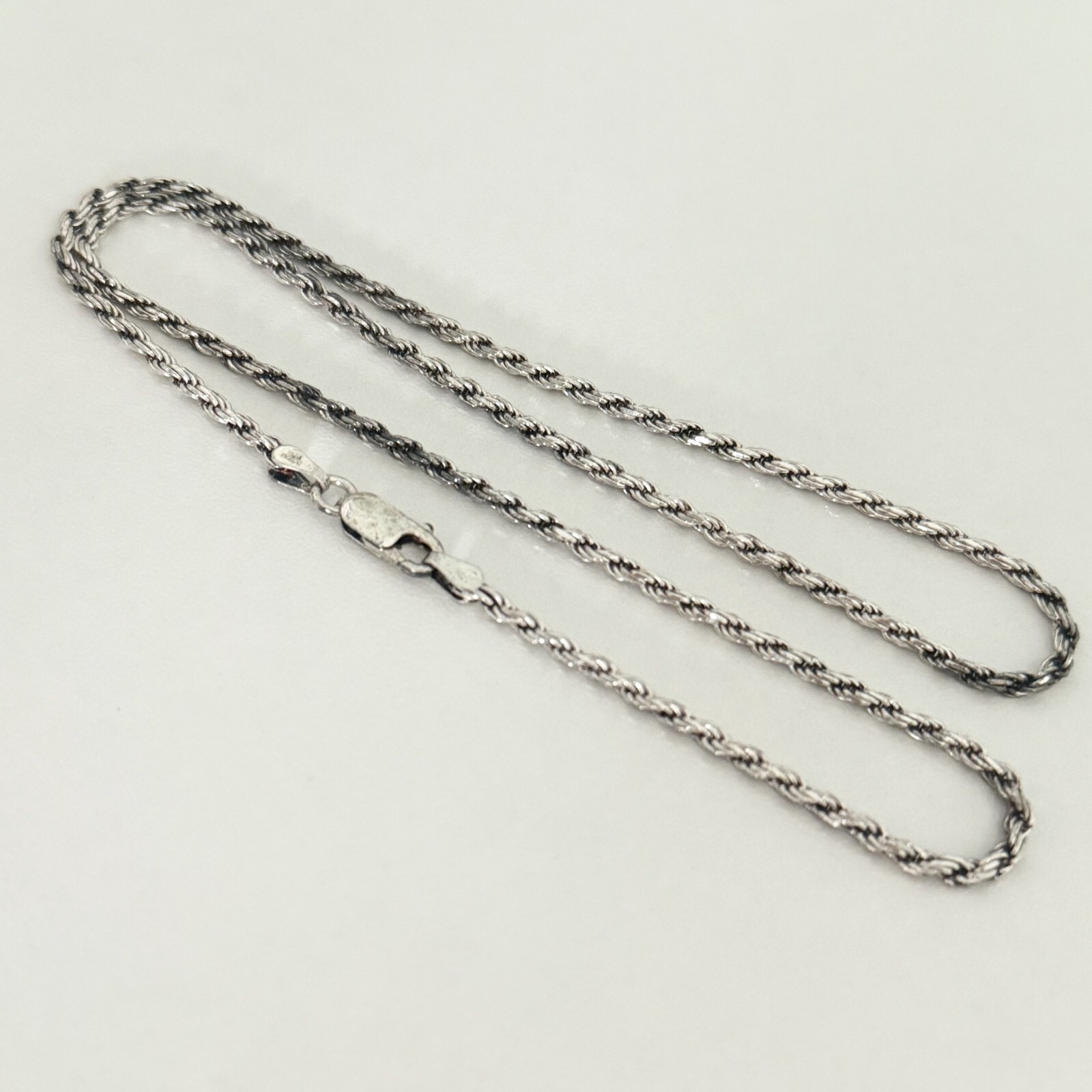 Vintage 925 Italy Sterling Silver Twisted Rope Chain Link Necklace 17.5″