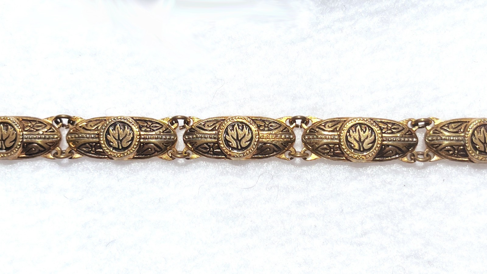 Vintage Damascene Floral Enameled Gold Tone Bracelet 7.25 inches Embossed Spain