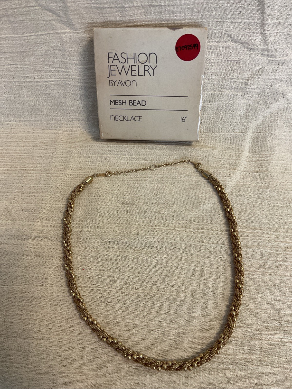 Vintage Gold Tone Avon Mesh Bead Twisted Necklace 16” Chain With 3” Extender