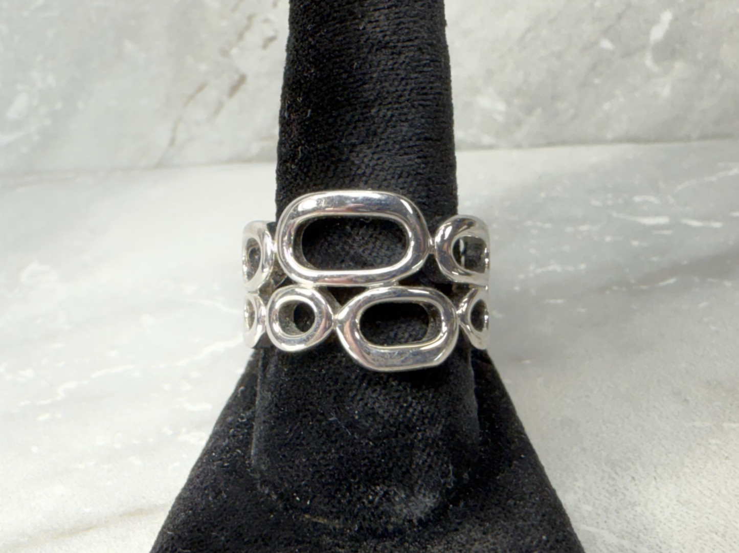 Vintage Lia Sophia Silver Tone Modernist Geometric Circles Ring Size 8