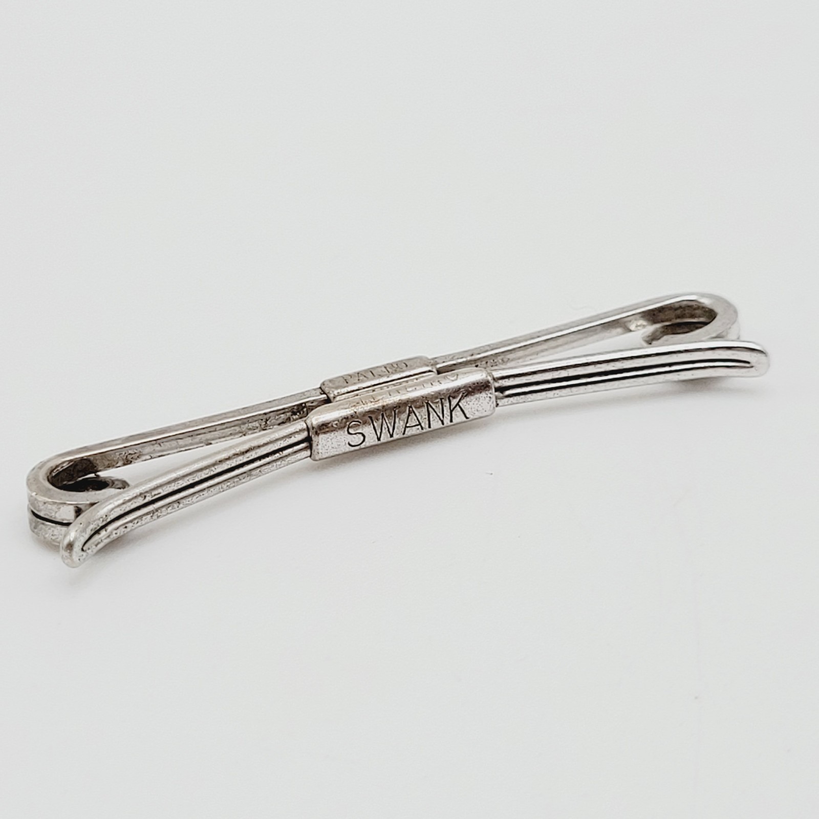 Swank 1930s Sterling Silver Collar Bar Stay Clip Patent 75818 Curved Flex Design