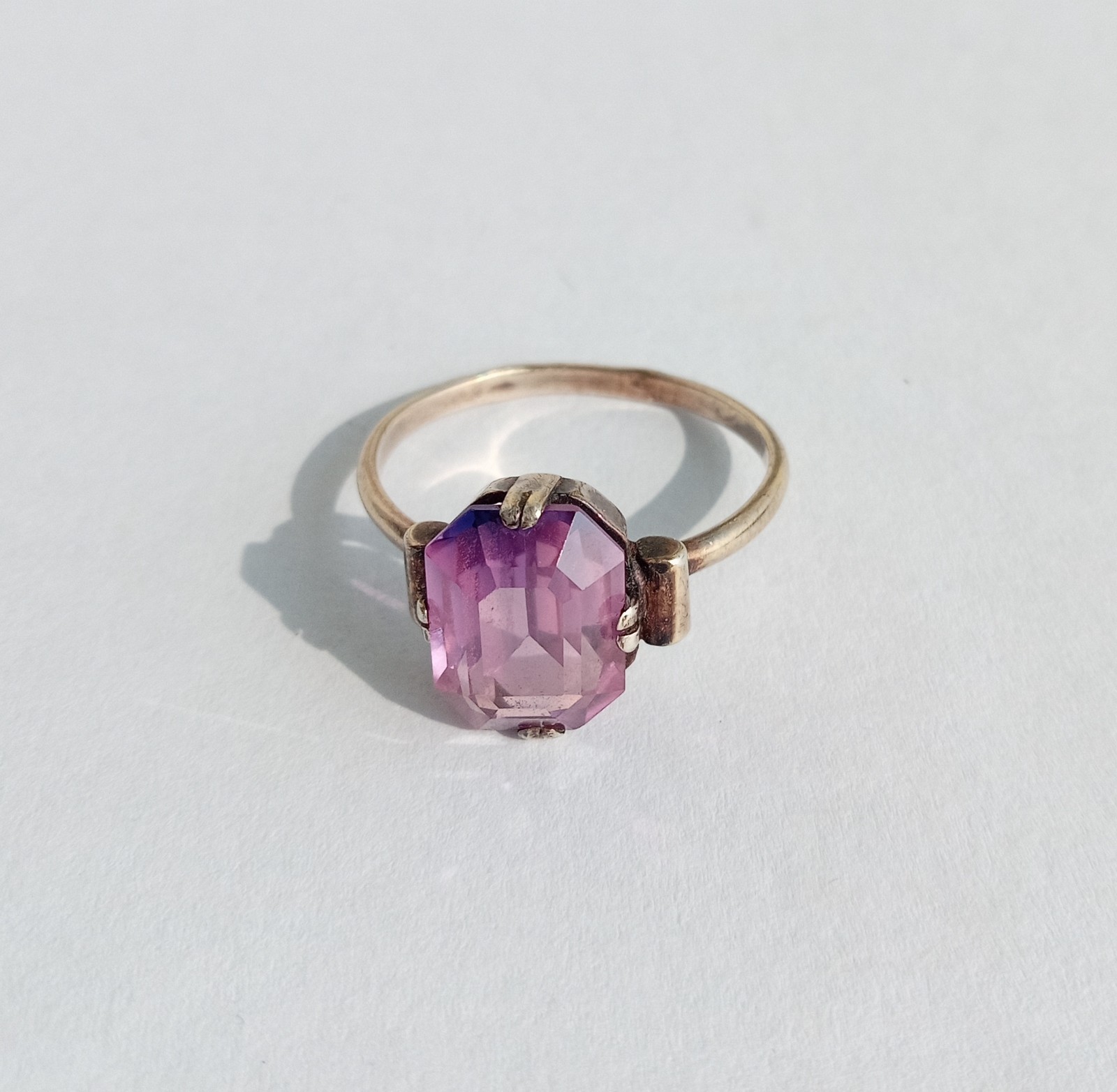 Vintage Ring Purple stone Sterling Silver 875 star USSR times Jewelry size 8.25