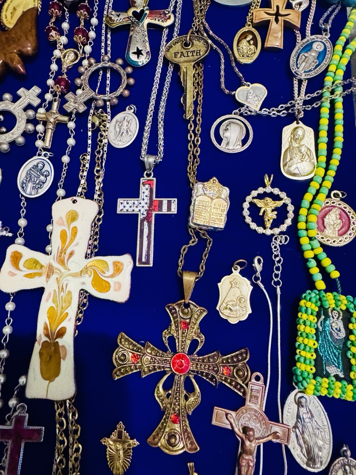 Vintage Modern Religious Cross Necklace Jewelry Lot 120+ Italy Germany Bethlehem