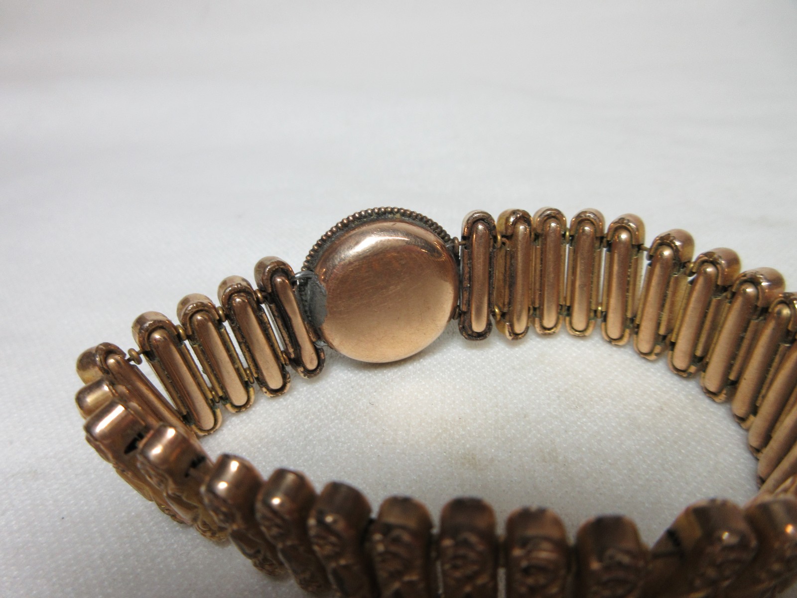 VINTAGE ANTIQUE GOLD FILLED SWEETHEART EXPANSION BRACELET AAG COMPANY PATD 05