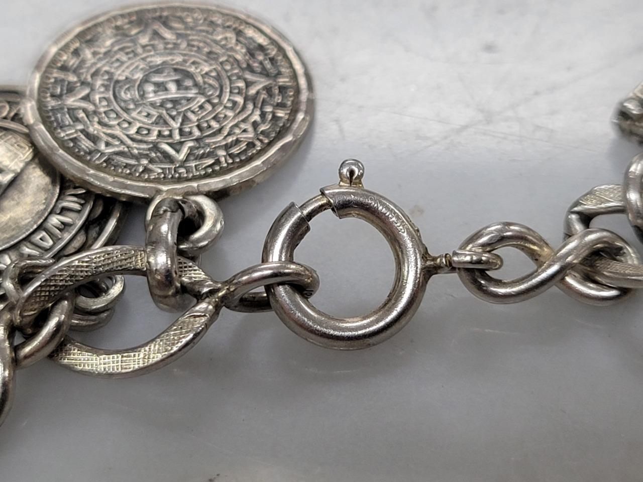 Vintage Sterling Silver Charm Bracelet w/ 12 Charms ~ 7-1/4″ ~ 42.7g ~ 5-E508