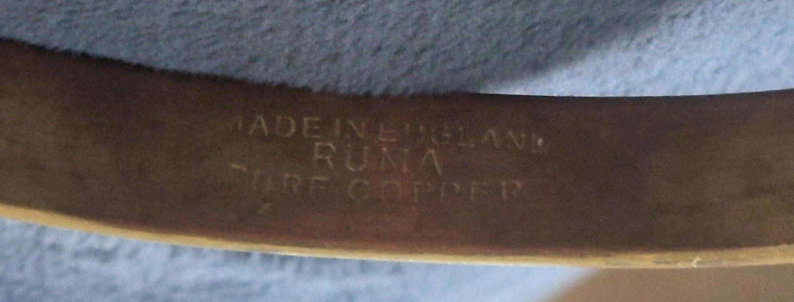 Vtg Ruma Pure Copper Cuff Bracelet Made in England Engraved Floral Goldtone
