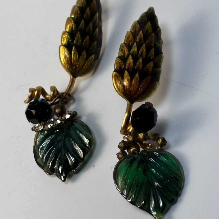 Vintage Earrings Floral Leaves Intricate