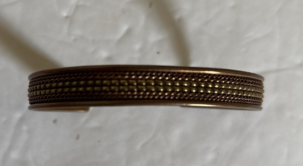 Vintage Metal COPPER South Western Cuff Bracelet 3″ Round