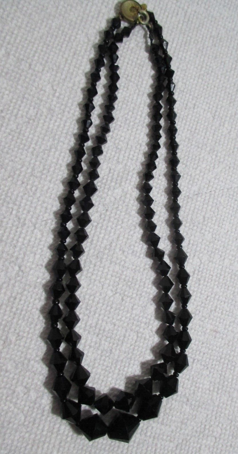Vintage Jet Black Art Deco Lozenge Shape Beads Choker Necklaces Lot 2