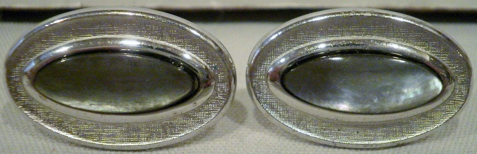 Vintage Swank Silver Tone Tie Bar Clip and Cuff Links Gray Stone