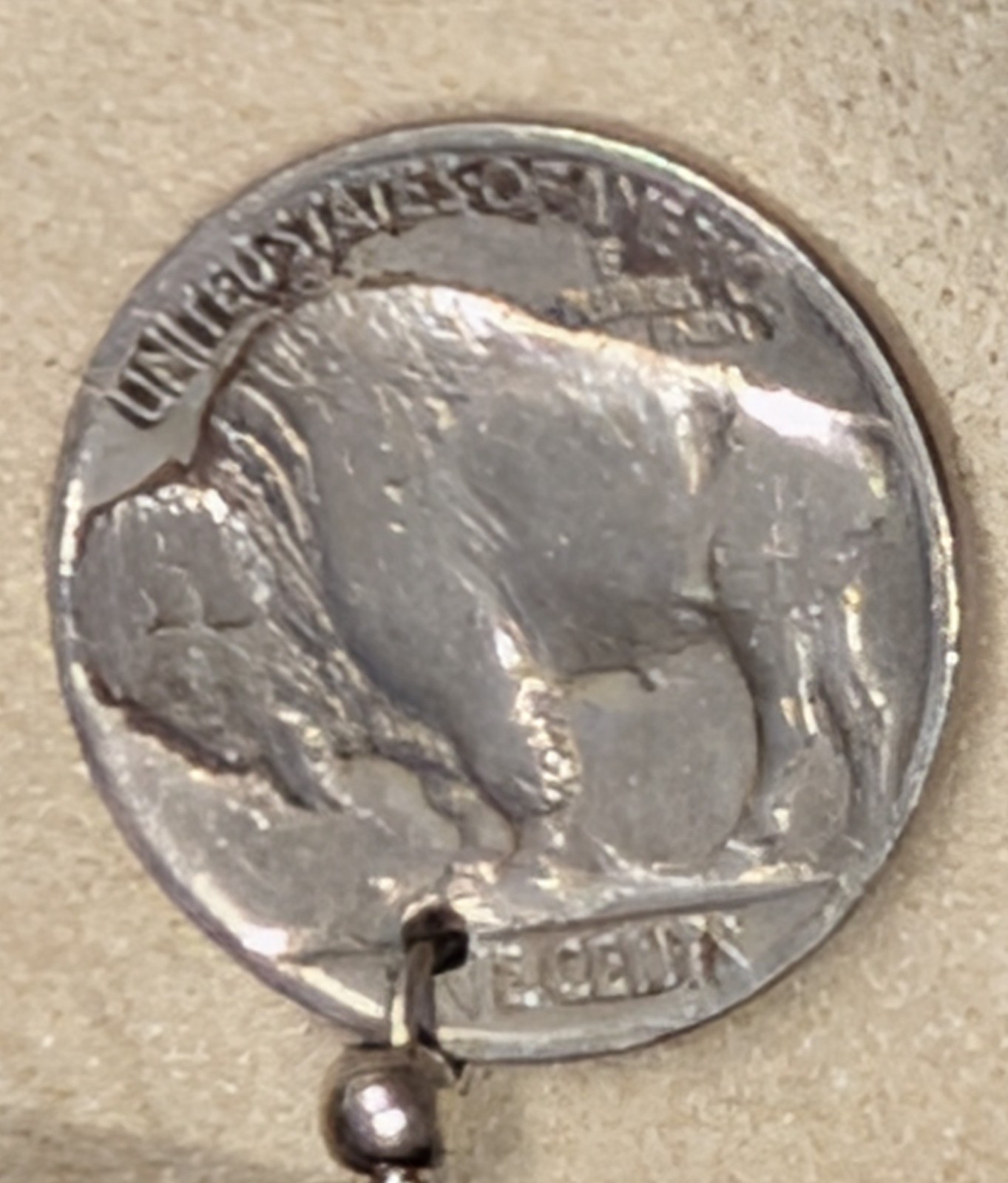 Vtg Authentic Buffalo Indian Head Nickel Coin Earrings 1935 1937