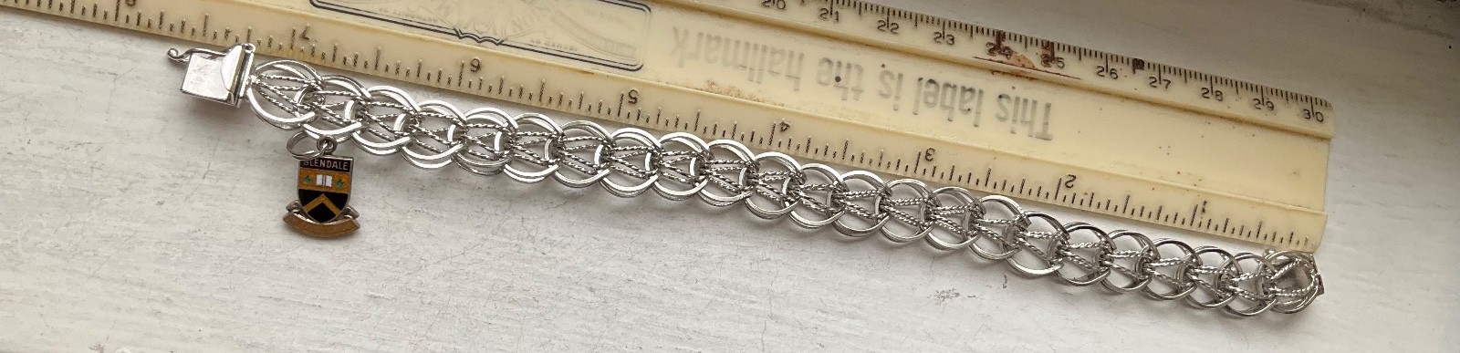 Vintage Starter SILVER CHARM BRACELET Wearable 7 1/8” USA Made Patent