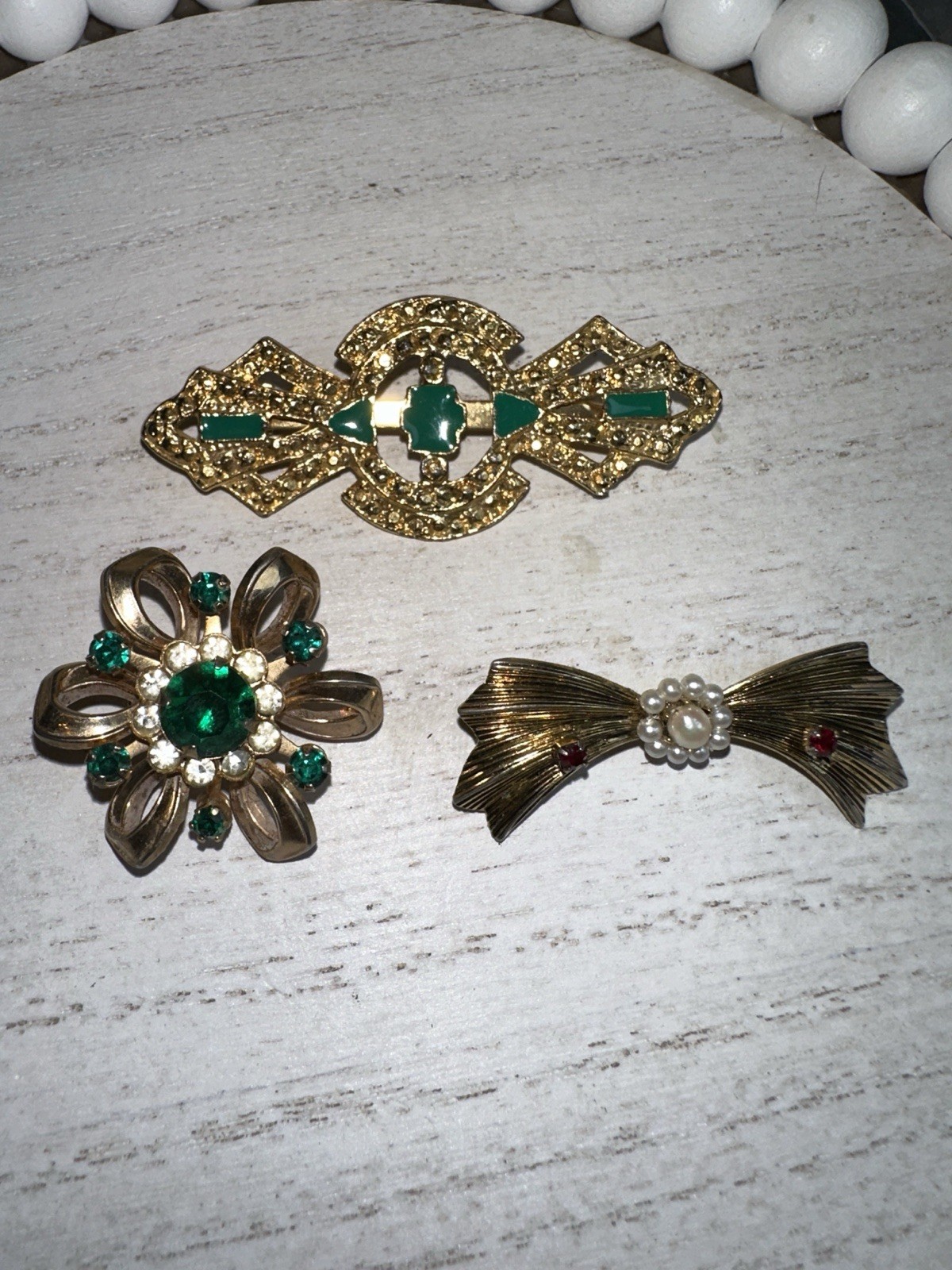 Vintage Mixed Lot Of 3 Brooches Different Variety