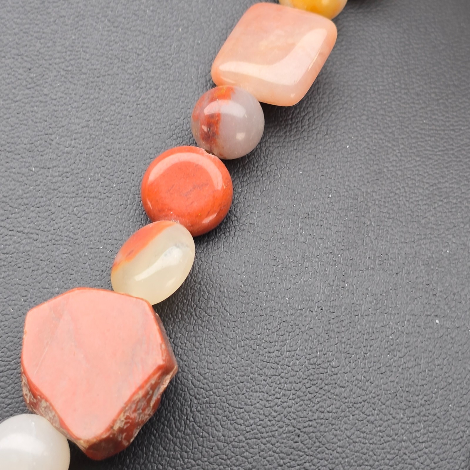 Vintage Bead Necklace Statement Stone Look Agate Style Multicolor 19 Inches