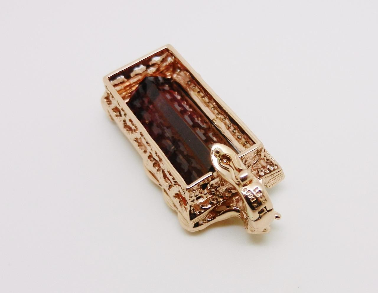 18K Rose Gold Vintage 26.21 Carats Pink Tourmaline Diamond Enhancer Pendant
