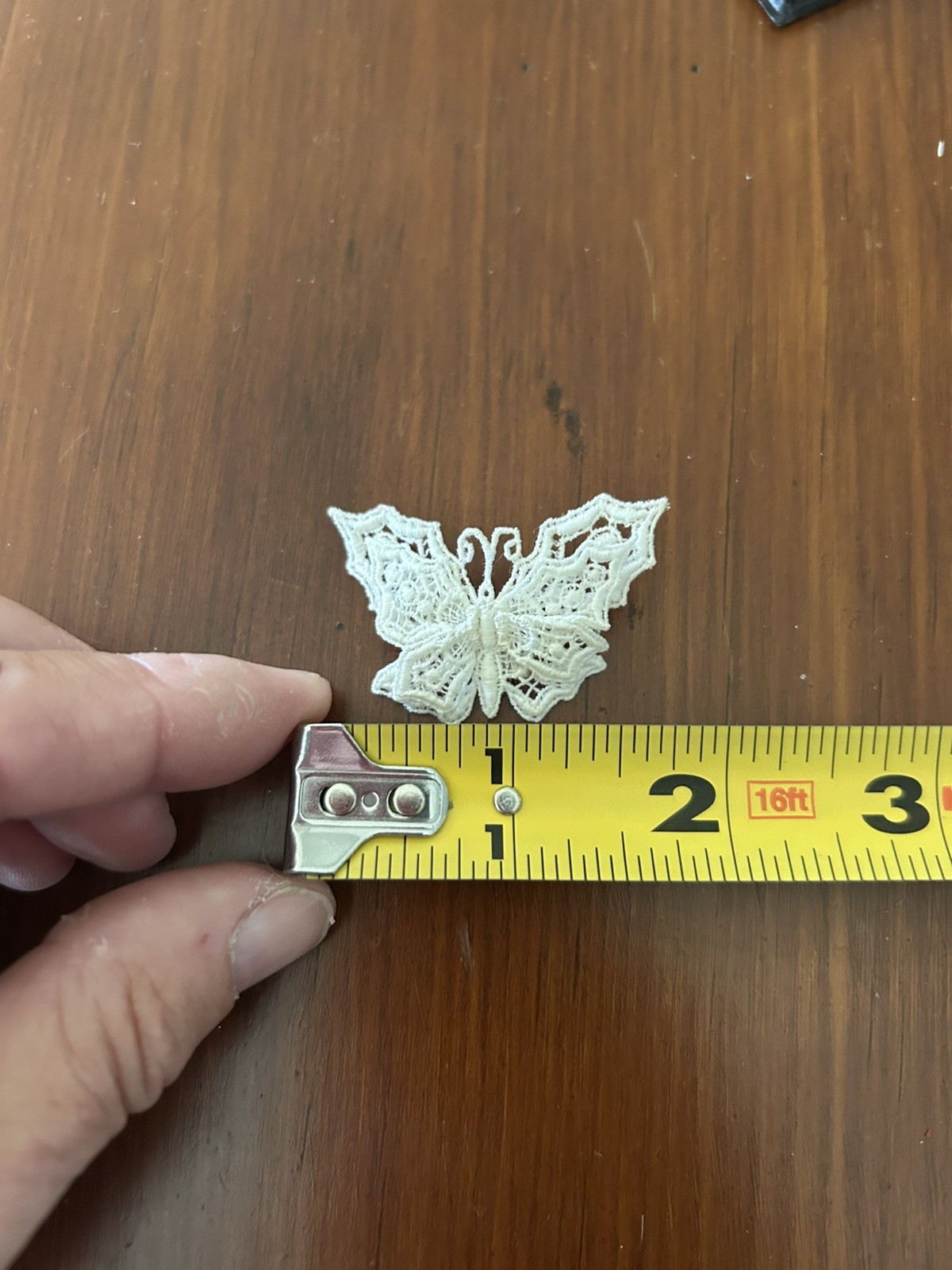 Vintage 2” By 1.5” Lace Butterfly Brooch Pin White Crochet Figural 3 Dimensional
