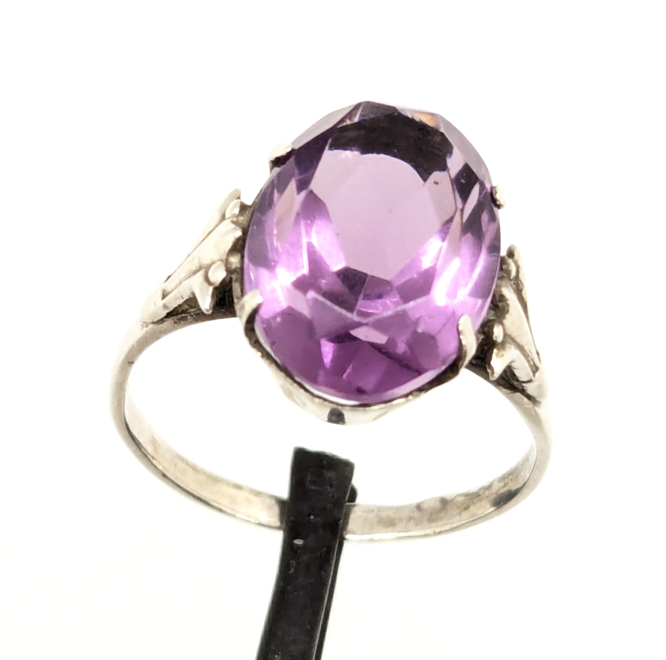 Vintage Soviet RING Silver⭐️875 Star stamp with Amethyst -size: 7US (17mm) | #73