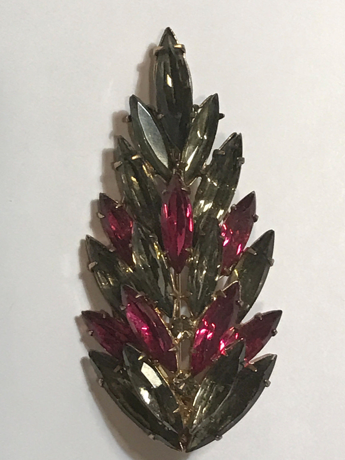Vintage JULIANA Pink and Green Faux Tourmaline Glass Brooch or Pin