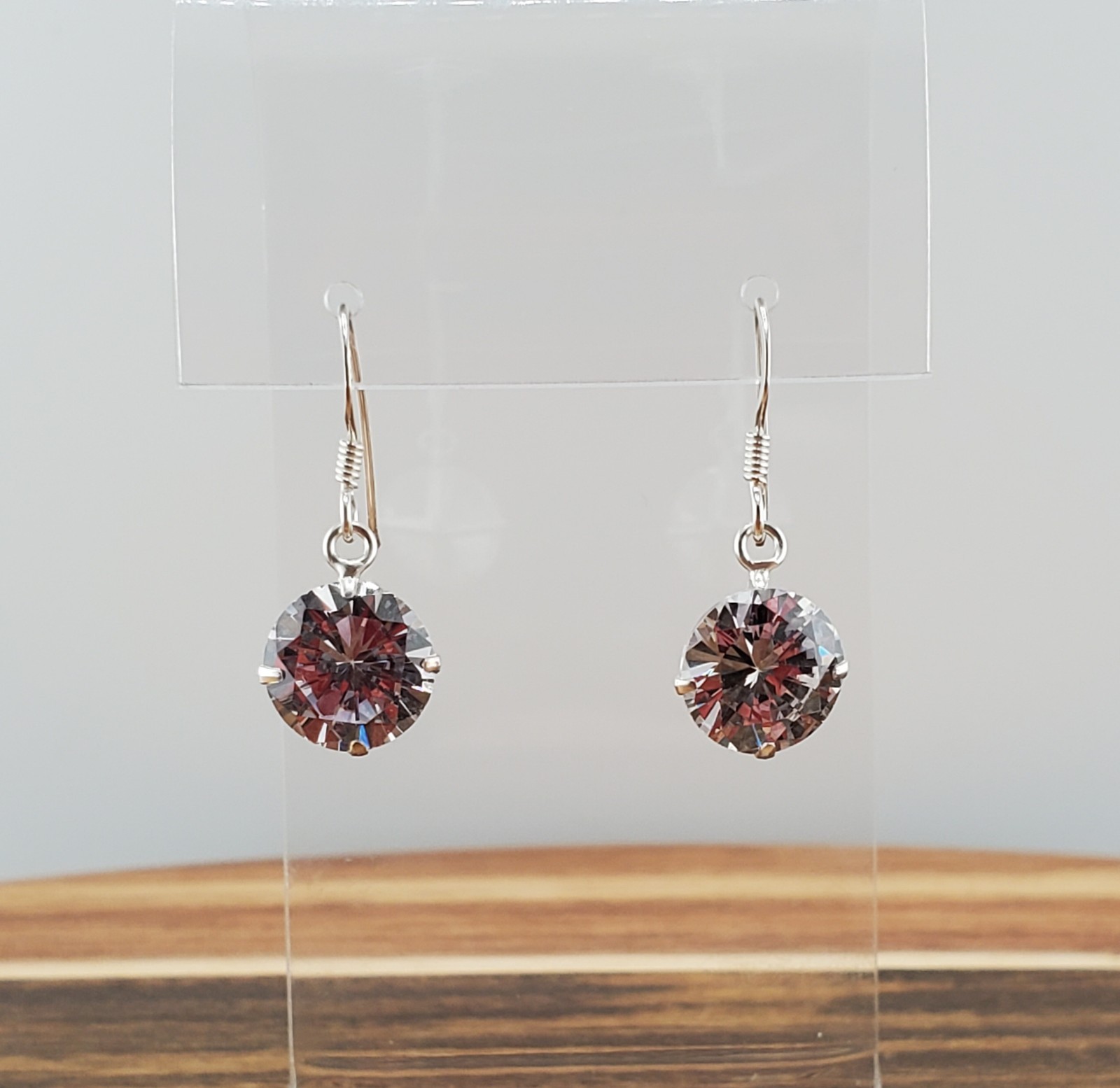 VTG 925 Lead Crystal 1in Drop Earrings Sterling Silver 2gtw Brilliant Faceted