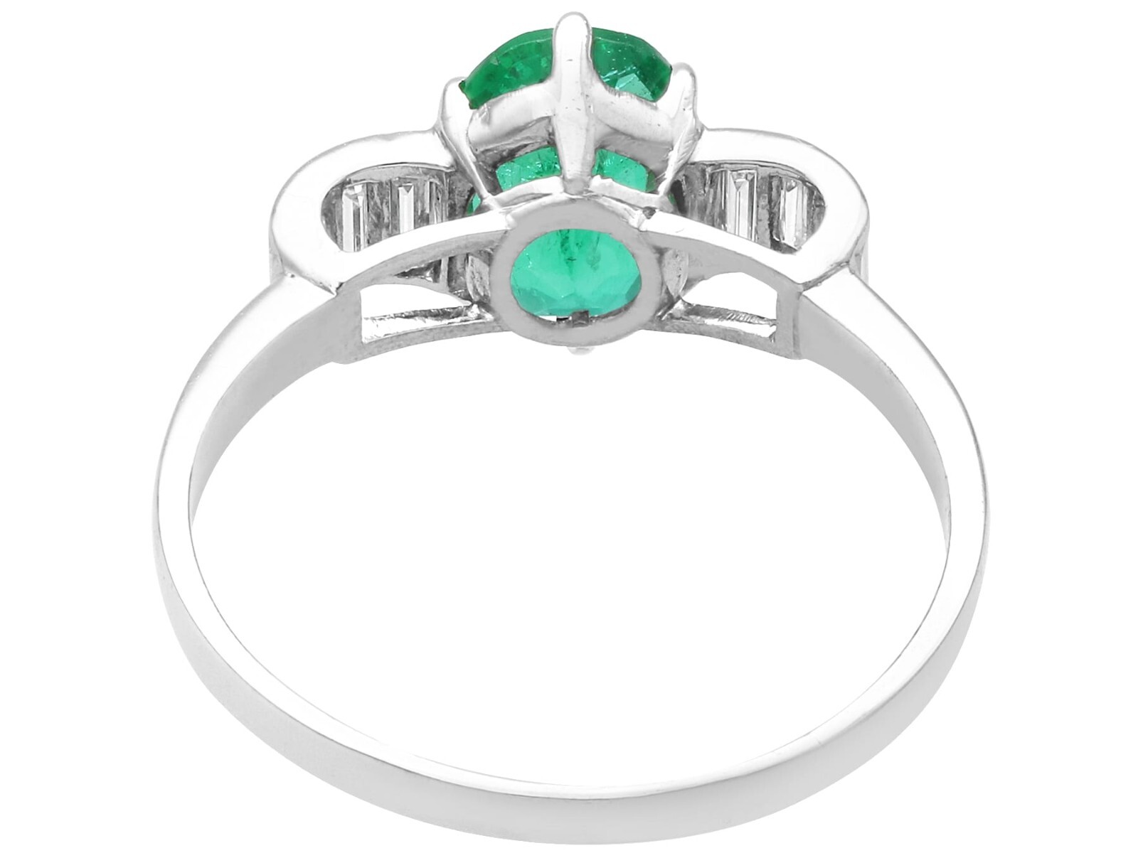 Antique 2.10Ct Emerald and 0.42Ct Diamond, Platinum Dress Ring Circa 1935