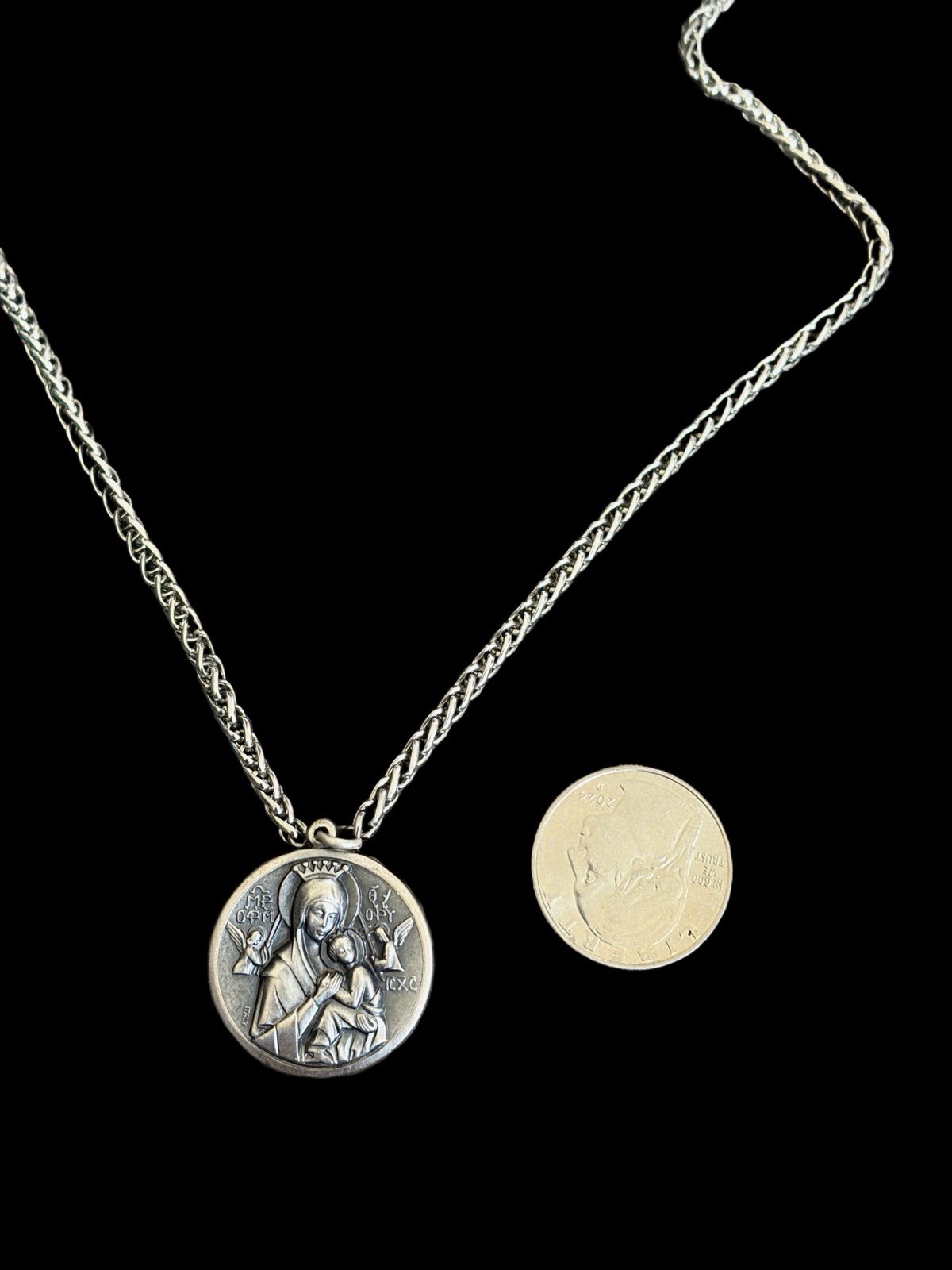 Vintage Catholic Medal Necklace~Our Lady Of Perpetual Help & St. Neumann~1960s