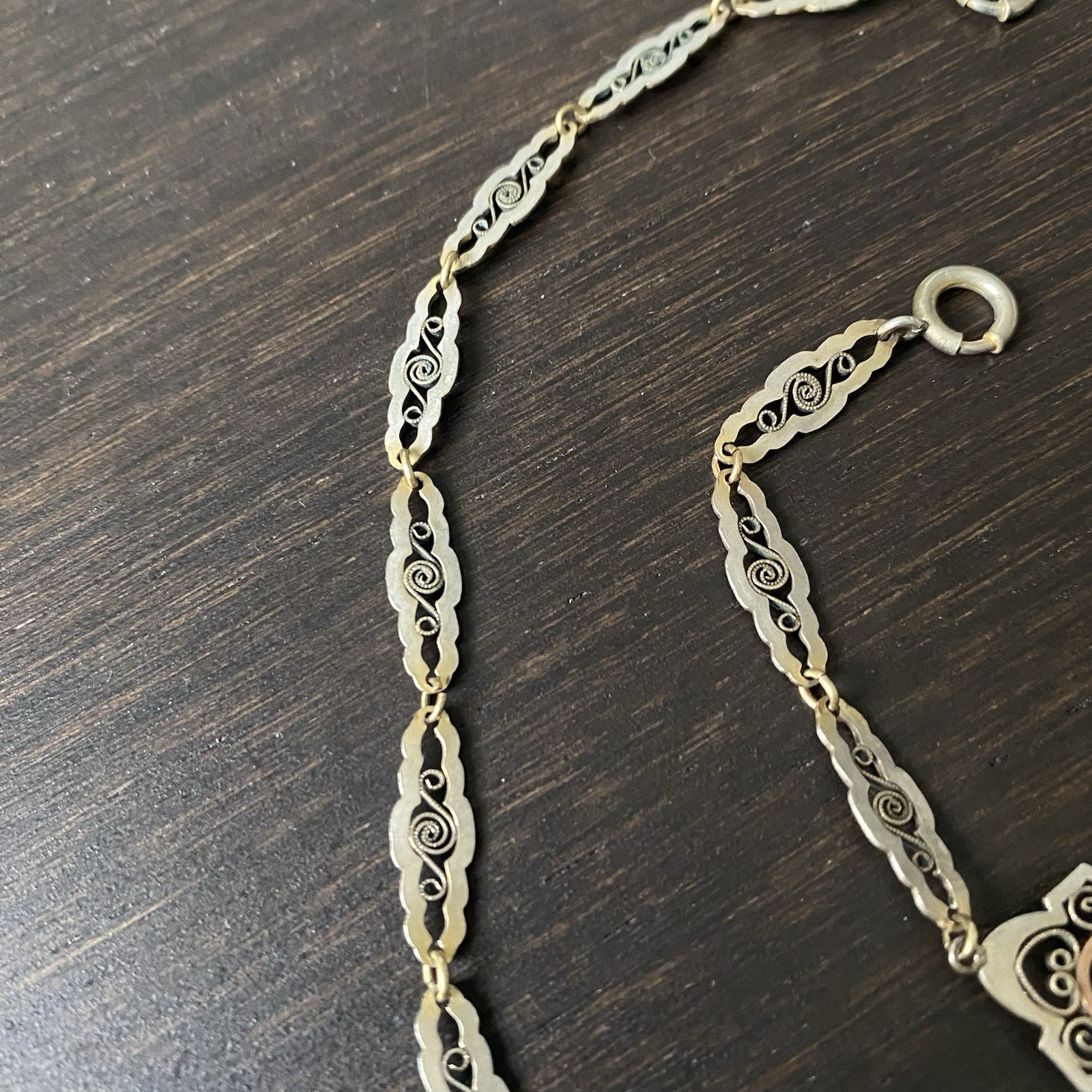 Vintage ART DECO CZECH Glass Filigree Necklace & Bracelet Set (AS-IS)