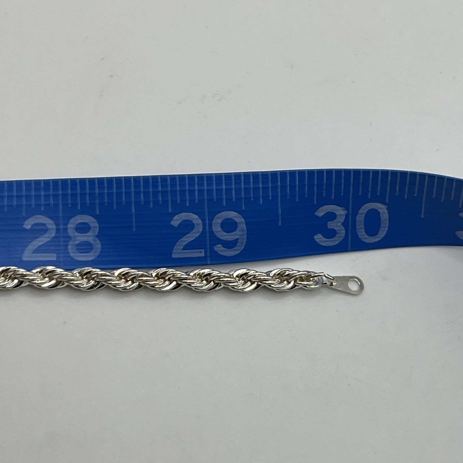 Silver Tone Twist Rope Chain Long Textured 30″