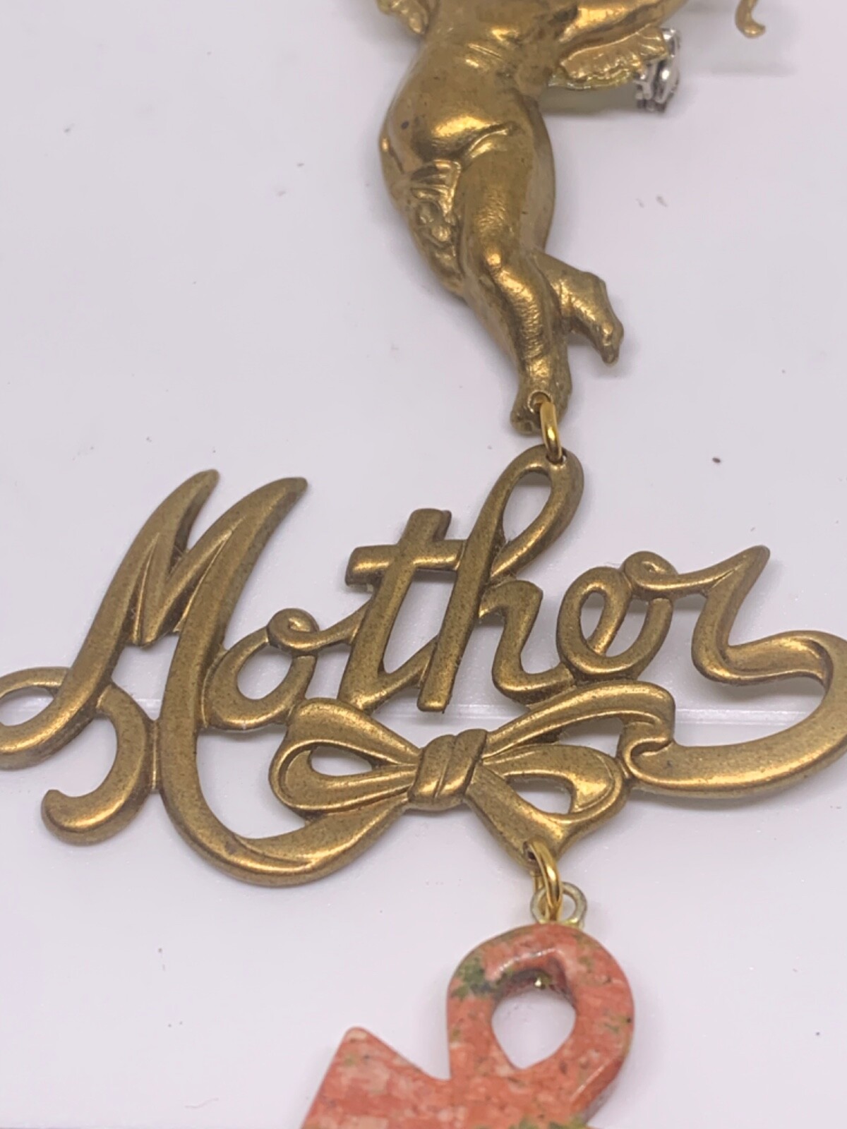 vintage one of a kind mother’s day brooch 3 part angel mother & anka cross