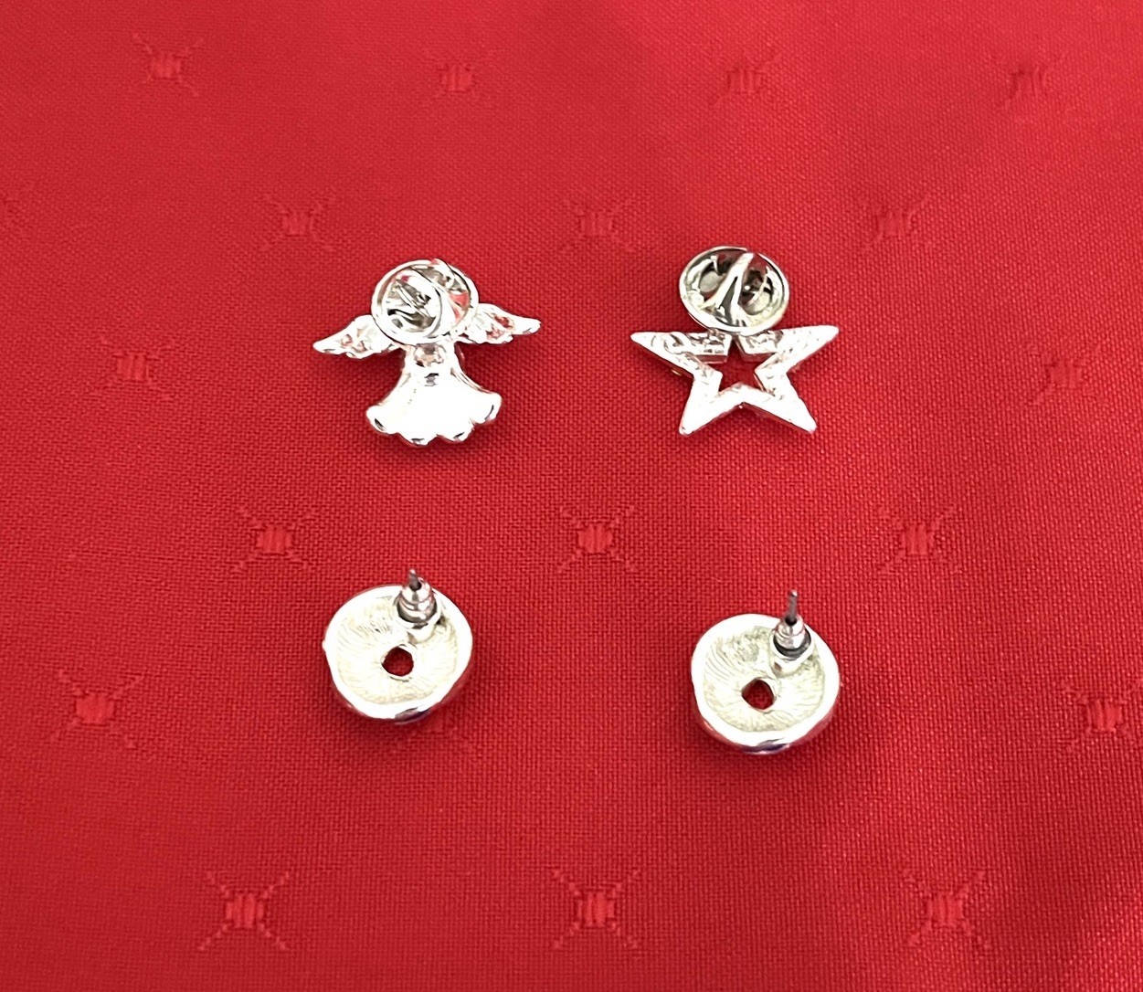 Vintage Patriotic Brooches/Pins And Clip-on Earrings USA Rhinestones