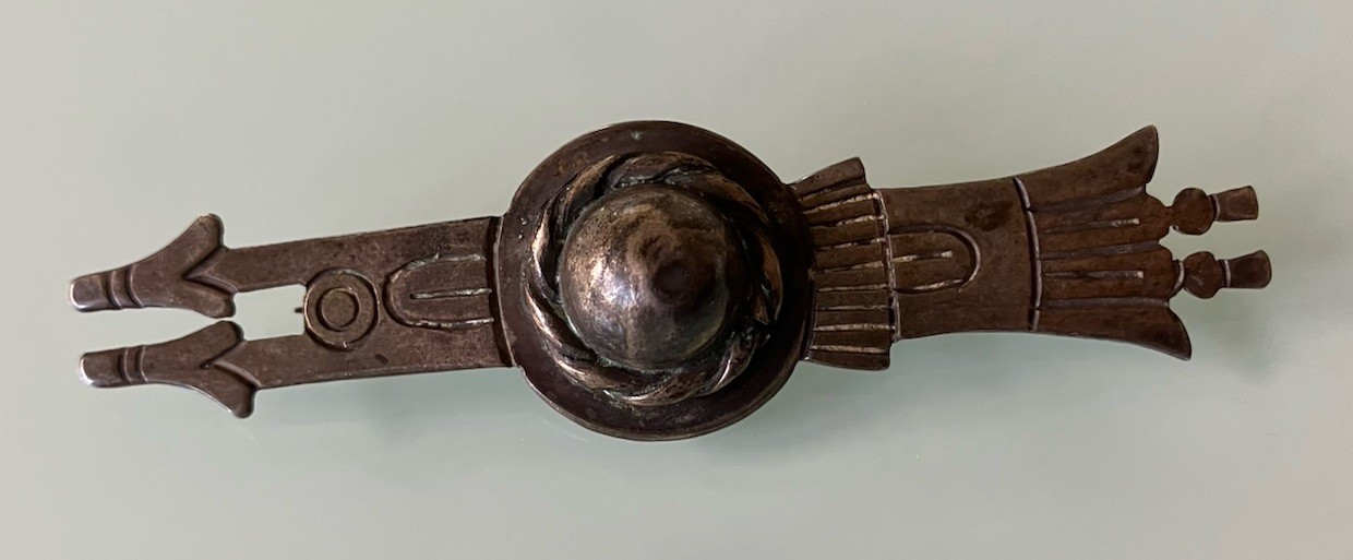 Vintage-William Spatling-Early Taxco Silver Brooch-980 Sterling Silver-Patina