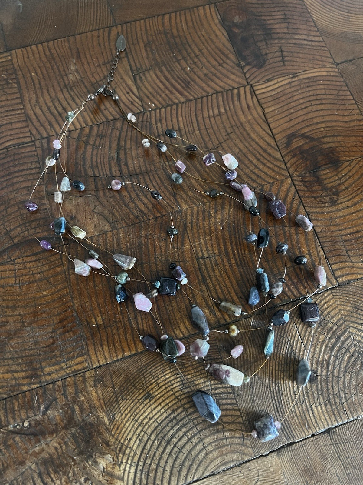 Vtg Coldwater Creek Multi Gem Stone Multi Strand Necklace