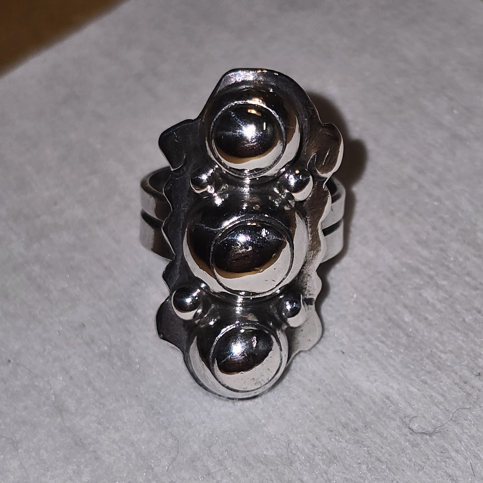 Taxco Mexico .980 Sterling Silver Triple Dome Modernist Ring Sz 5 Ring