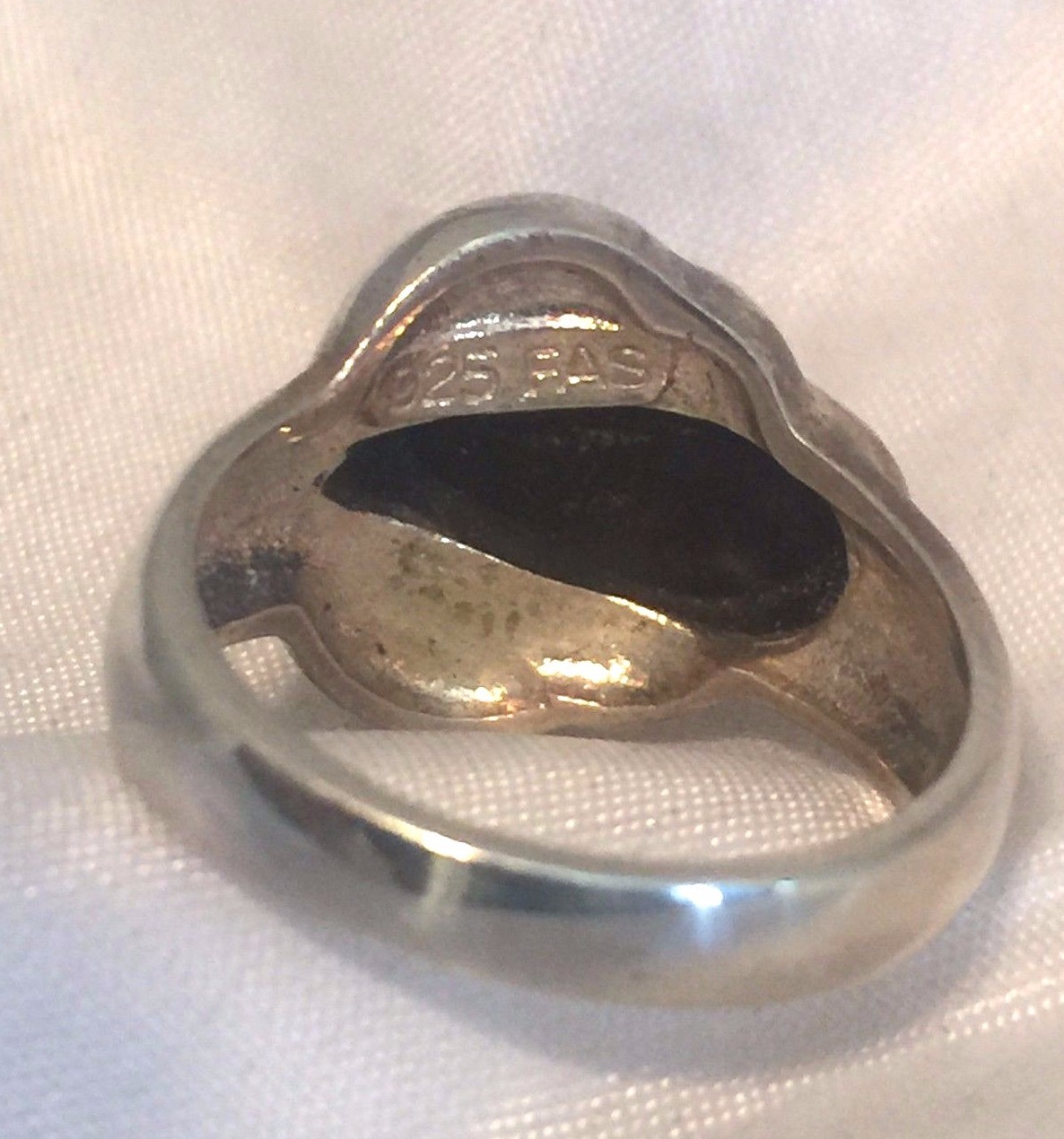 Vintage Sterling Silver Ring Onyx & Marcasite Size 7 5.7g